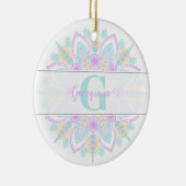 Aangepaste naam Pastel Rainbow Floral Sundae Manda Keramisch Ornament (Rechts)