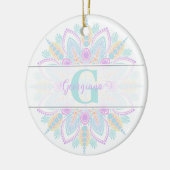 Aangepaste naam Pastel Rainbow Floral Sundae Manda Keramisch Ornament (Links)