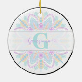 Aangepaste naam Pastel Rainbow Floral Sundae Manda Keramisch Ornament (Achterkant)