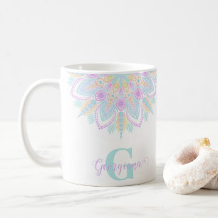 Aangepaste naam Pastel Rainbow Floral Sundae Manda Koffiemok