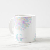 Aangepaste naam Pastel Rainbow Floral Sundae Manda Koffiemok (Voorkant links)