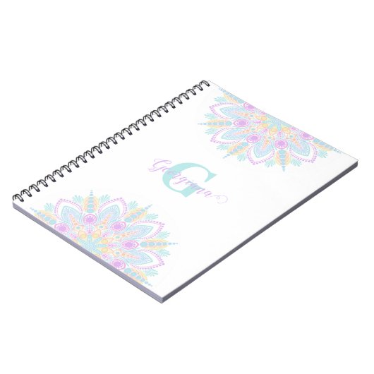 Aangepaste naam Pastel Rainbow Floral Sundae Manda Notitieboek (Linkerzijde)