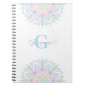 Aangepaste naam Pastel Rainbow Floral Sundae Manda Notitieboek (Voorkant)