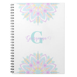 Aangepaste naam Pastel Rainbow Floral Sundae Manda Notitieboek
