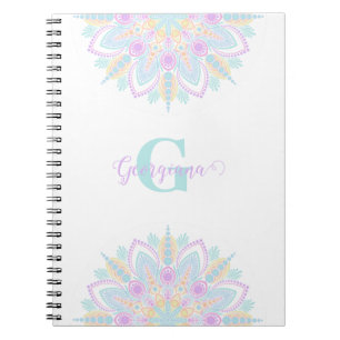 Aangepaste naam Pastel Rainbow Floral Sundae Manda Notitieboek