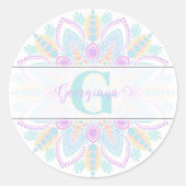 Aangepaste naam Pastel Rainbow Floral Sundae Manda Ronde Sticker (Voorkant)