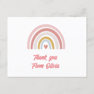 aangepaste naam pastel regenboog bedankkaart brief briefkaart