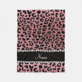 Aangepaste naam pastel roze glitter cheetah print fleece deken (Voorkant)