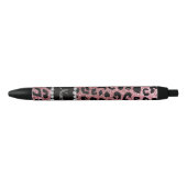 Aangepaste naam pastel roze glitter cheetah print zwarte inkt pen (Voorkant)