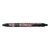Aangepaste naam pastel roze glitter cheetah print zwarte inkt pen (Achterkant)