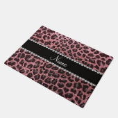 Aangepaste naam pastel roze glitter leopard print deurmat (Schuin)