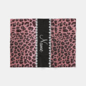 Aangepaste naam pastel roze glitter leopard print fleece deken (Voorkant (Horizontaal))