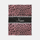 Aangepaste naam pastel roze glitter leopard print fleece deken (Voorkant)
