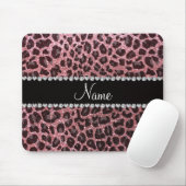 Aangepaste naam pastel roze glitter leopard print muismat (Met muis)