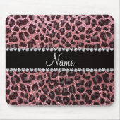 Aangepaste naam pastel roze glitter leopard print muismat (Voorkant)