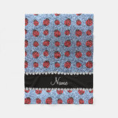 Aangepaste naam pastelblauw glitter ladybug fleece deken (Voorkant)