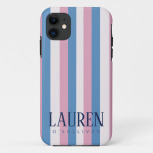 Aangepaste Naam Pastelstreep Telefoonhoes Case-Mate iPhone Case