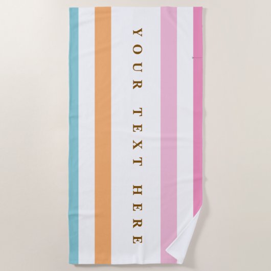 Aangepaste naam Pastelstrepen – gepersonaliseerde  Strandlaken (Voorkant)