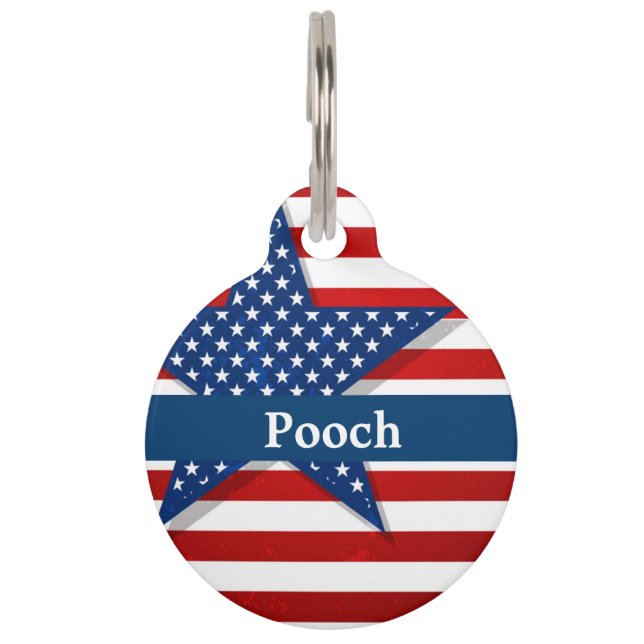 Aangepaste naam Patriottische Pet Tag Huisdierpenning (Voorkant)