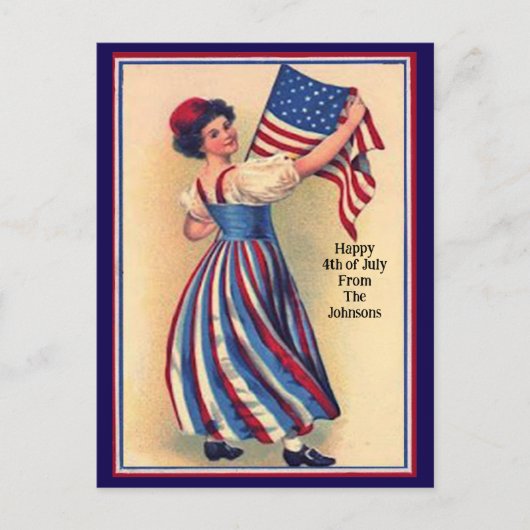 Aangepaste naam Patriottische Vlag van 4 juli Briefkaart (Voorkant)