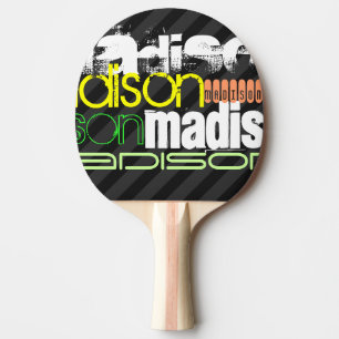 Aangepaste Naam Patroon op Black & Grey Stripes Tafeltennisbatje