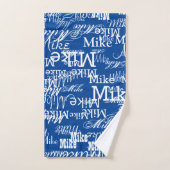 Aangepaste Naam Patroon op BLAUWE Kleur Bad Handdoek (Handdoek)