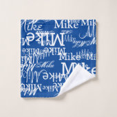 Aangepaste Naam Patroon op BLAUWE Kleur Bad Handdoek (Wasdoekje)