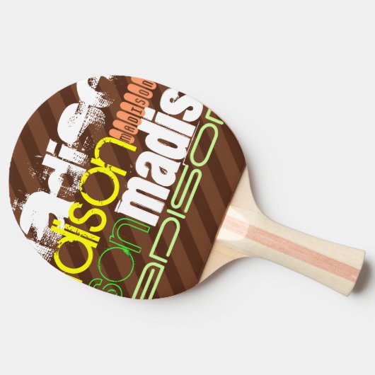 Aangepaste Naam Patroon op Bruine Strepen Tafeltennisbatje (Zijkant)