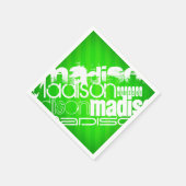 Aangepaste Naam Patroon op Neon Green Stripes Servet (Hoek)