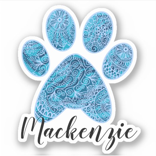 Aangepaste naam Paw Print Doodle Art Sticker (Voorkant)