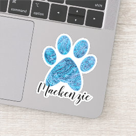 Aangepaste naam Paw Print Doodle Art Sticker
