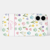 Aangepaste naam Paw Print & Hearts Telefoonhoesje Case-Mate iPhone Case (Achterkant (horizontaal))