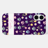 Aangepaste naam Paw Print & Hearts Telefoonhoesje Case-Mate iPhone Case (Achterkant (horizontaal))