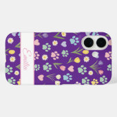 Aangepaste naam Paw Print & Hearts Telefoonhoesje Case-Mate iPhone Case (Achterkant (horizontaal))