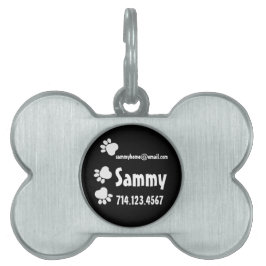 Aangepaste naam Paw Prints Silver Bone Dog Label Huisdieren Naamplaatje