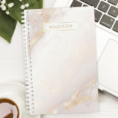 Aangepaste naam peach en Gold Marble Planner