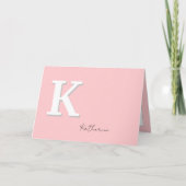 Aangepaste naam peach-minimalistische monogram bedankkaart (Voorkant)