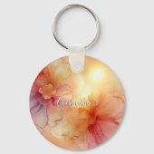 Aangepaste Naam Peach Raspberry Bloemen Alcohol In Sleutelhanger (Voorkant)