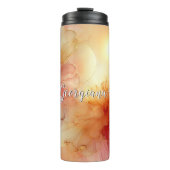 Aangepaste Naam Peach Raspberry Bloemen Alcohol In Thermosbeker (Voorkant)