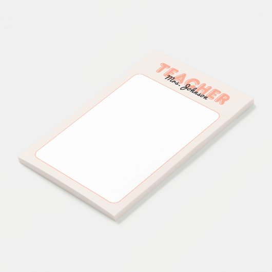 Aangepaste naam Peach Teacher Post-it® Notes (Schuin)