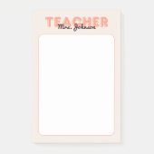 Aangepaste naam Peach Teacher Post-it® Notes (Voorkant)