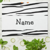 Aangepaste naam penguin zebra strepen theedoek (Gevouwen)