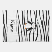 Aangepaste naam penguin zebra strepen theedoek (Horizontaal)