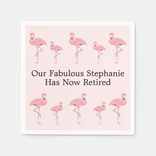 Aangepaste naam pensioenfeest Roze Flamingo Servet (Voorkant)