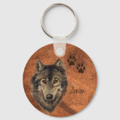 Aangepaste naam Persoonlijke Wolf & Tracks Sleutelhanger (Achterkant)