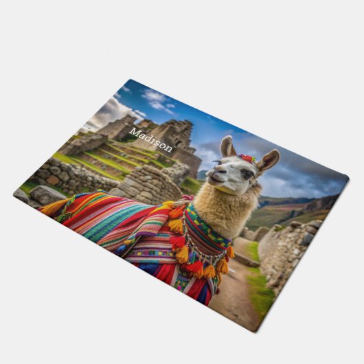 Aangepaste naam Peru Llama Deurmat (Schuin)