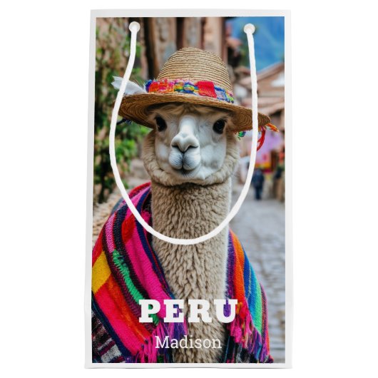 Aangepaste naam Peru Llama Klein Cadeauzakje (Voorkant)