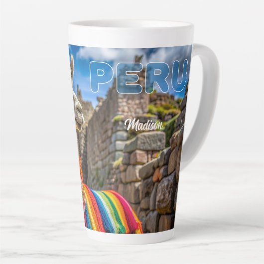 Aangepaste naam Peru Llama Latte Mok (Rechterhoek)