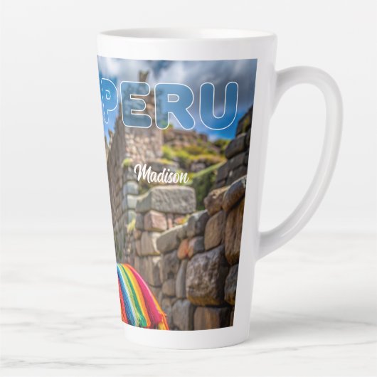 Aangepaste naam Peru Llama Latte Mok (Rechts)