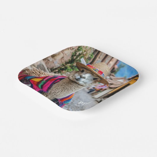 Aangepaste naam Peru Llama Papieren Bordje (Gebogen)